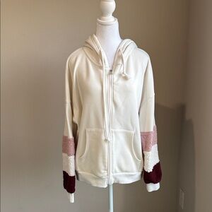 Dear Grace women’s off white zip front hoodie